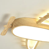 Child Room Wood Airplane LED Flush Mount Ceiling Light Image - 11