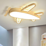 Child Room Wood Airplane LED Flush Mount Ceiling Light Image - 13