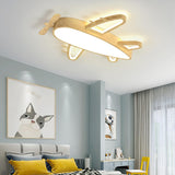 Child Room Wood Airplane LED Flush Mount Ceiling Light Image - 14