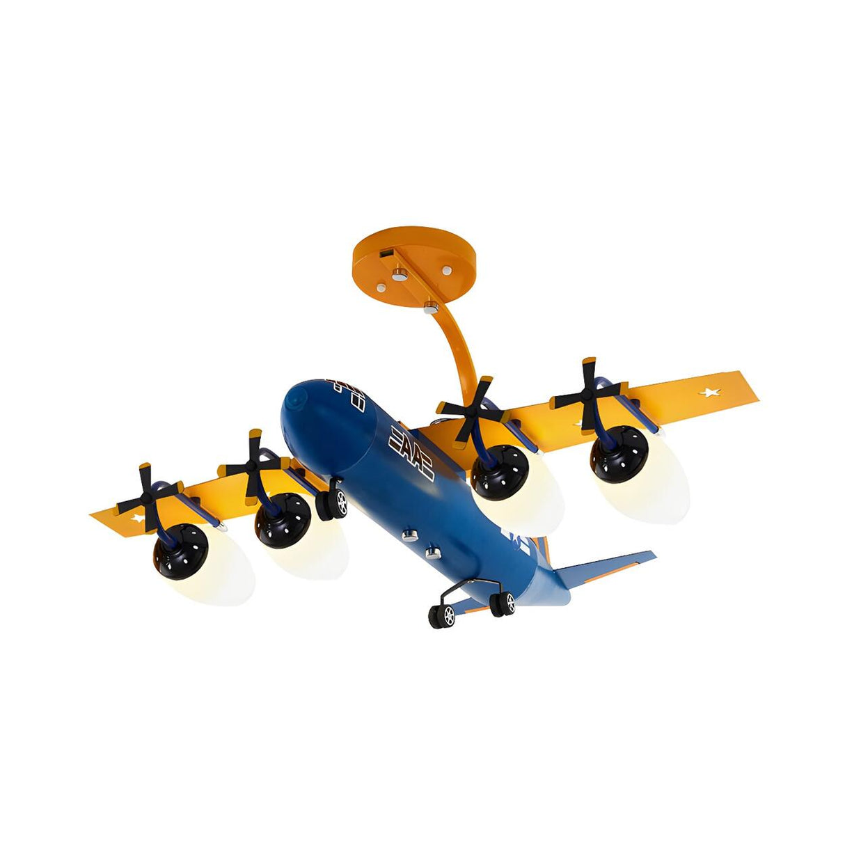 Child Room Yellow Blue Airplane Semi-Flush Mount Light Image - 8