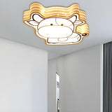 Children Room Cartoon Cow Large LED Flush Mount Light Image - 1