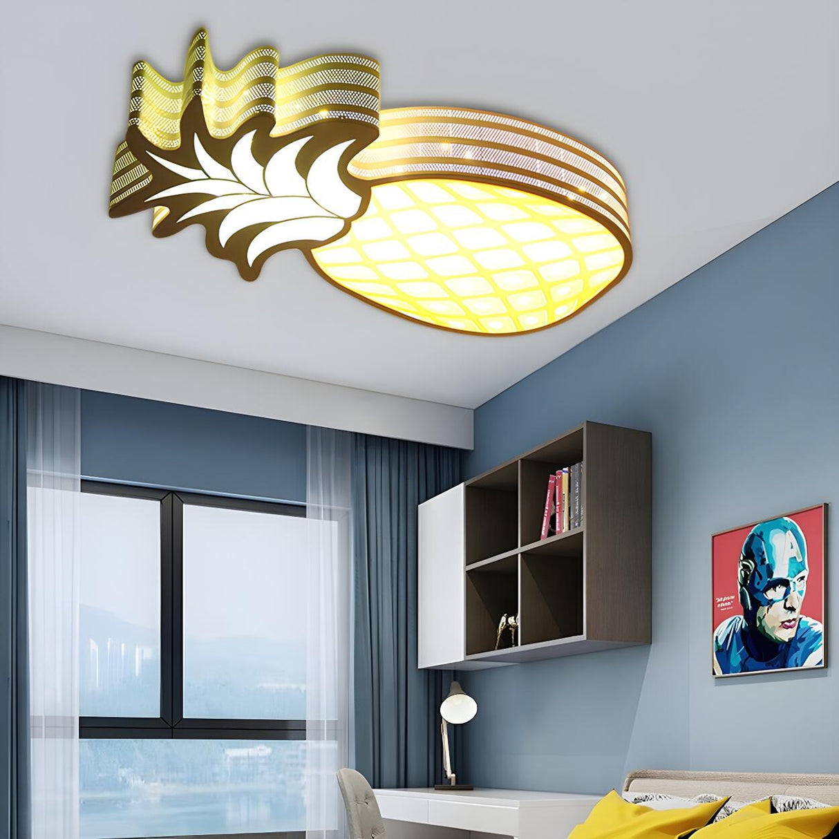 Children Room Cartoon Cow Large LED Flush Mount Light Image - 5