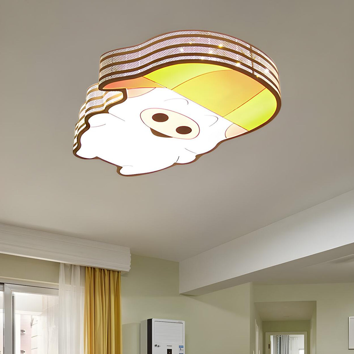 Children Room Cartoon Cow Large LED Flush Mount Light Image - 9