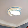 Children Room Pink Moon Cloud LED Flush Mount Light Image - 4