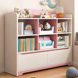 Children's Pastel Closed Wood Drawers Wide Bookshelves Image - 12