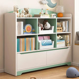 Children's Pastel Closed Wood Drawers Wide Bookshelves Image - 14