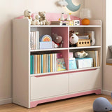 Children's Pastel Closed Wood Drawers Wide Bookshelves Image - 20