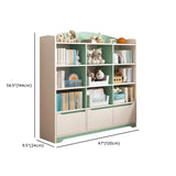 Children's Pastel Closed Wood Drawers Wide Bookshelves Image - 24