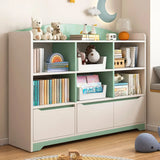 Children's Pastel Closed Wood Drawers Wide Bookshelves Image - 3