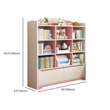 Children's Pastel Closed Wood Drawers Wide Bookshelves Image - 31