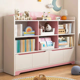 Children's Pastel Closed Wood Drawers Wide Bookshelves Image - 4