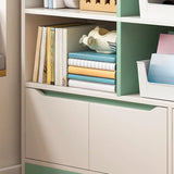 Children's Pastel Closed Wood Drawers Wide Bookshelves Image - 7