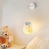 Children's Room Cute White Bear and Moon Wall Sconce Image - 1