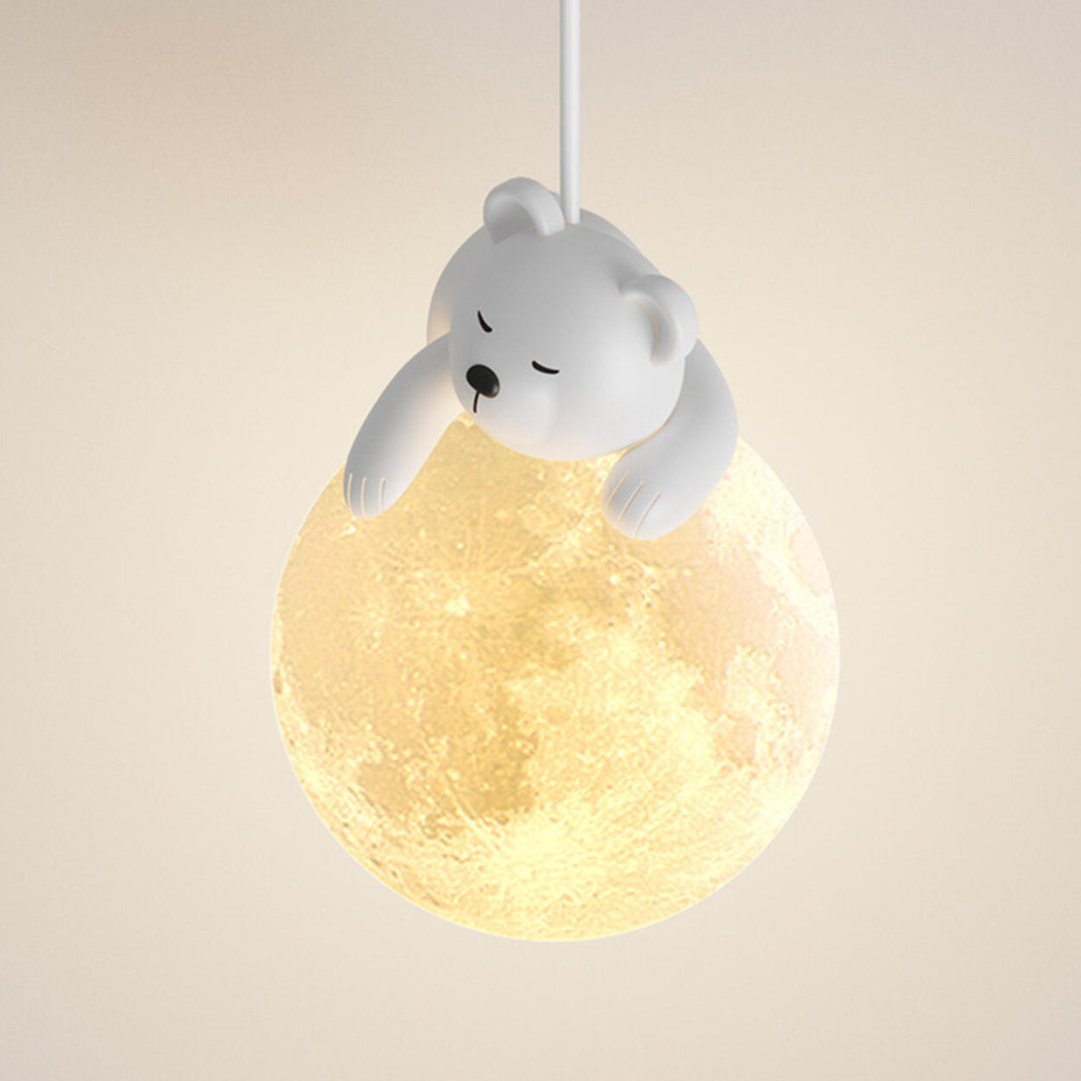 Children's Room Cute White Bear and Moon Wall Sconce Image - 11