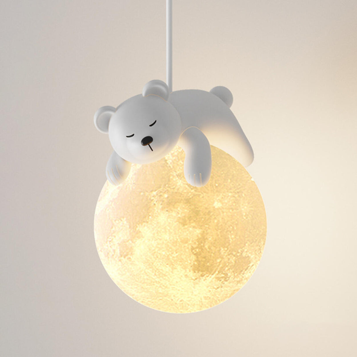 Children's Room Cute White Bear and Moon Wall Sconce Image - 12