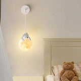 Children's Room Cute White Bear and Moon Wall Sconce Image - 4