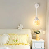 Children's Room Cute White Bear and Moon Wall Sconce Image - 6