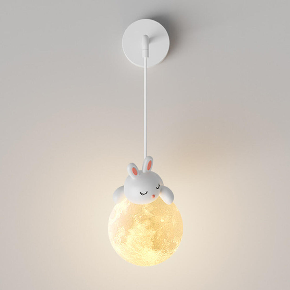 Children's Room Cute White Bear and Moon Wall Sconce Image - 9