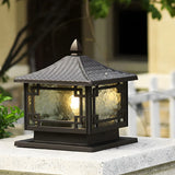 Chinese Black Pavilion Square Outdoor Solar Post Light Image - 1