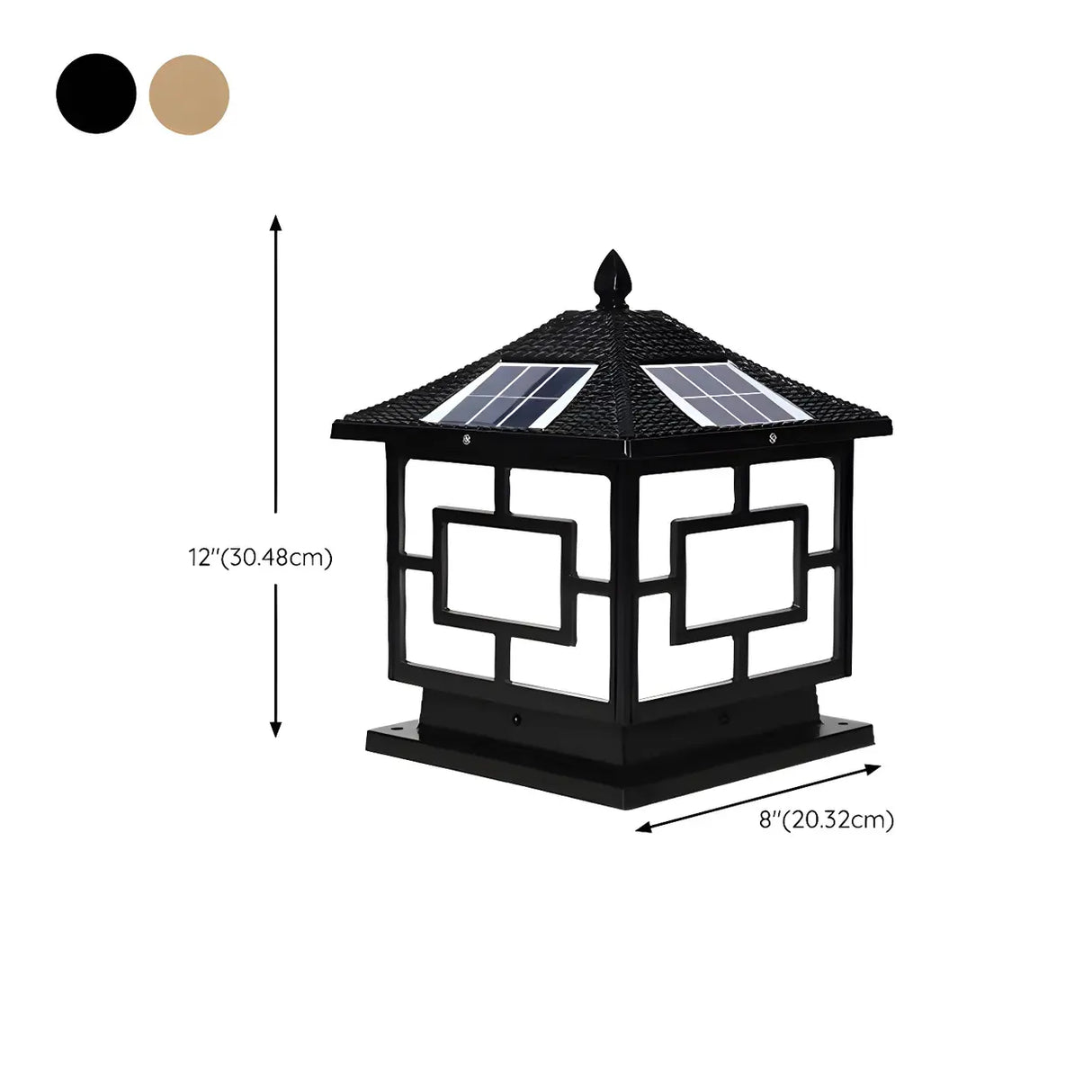 Chinese Pavilion Style Solar Outdoor Lantern Lamp Black 