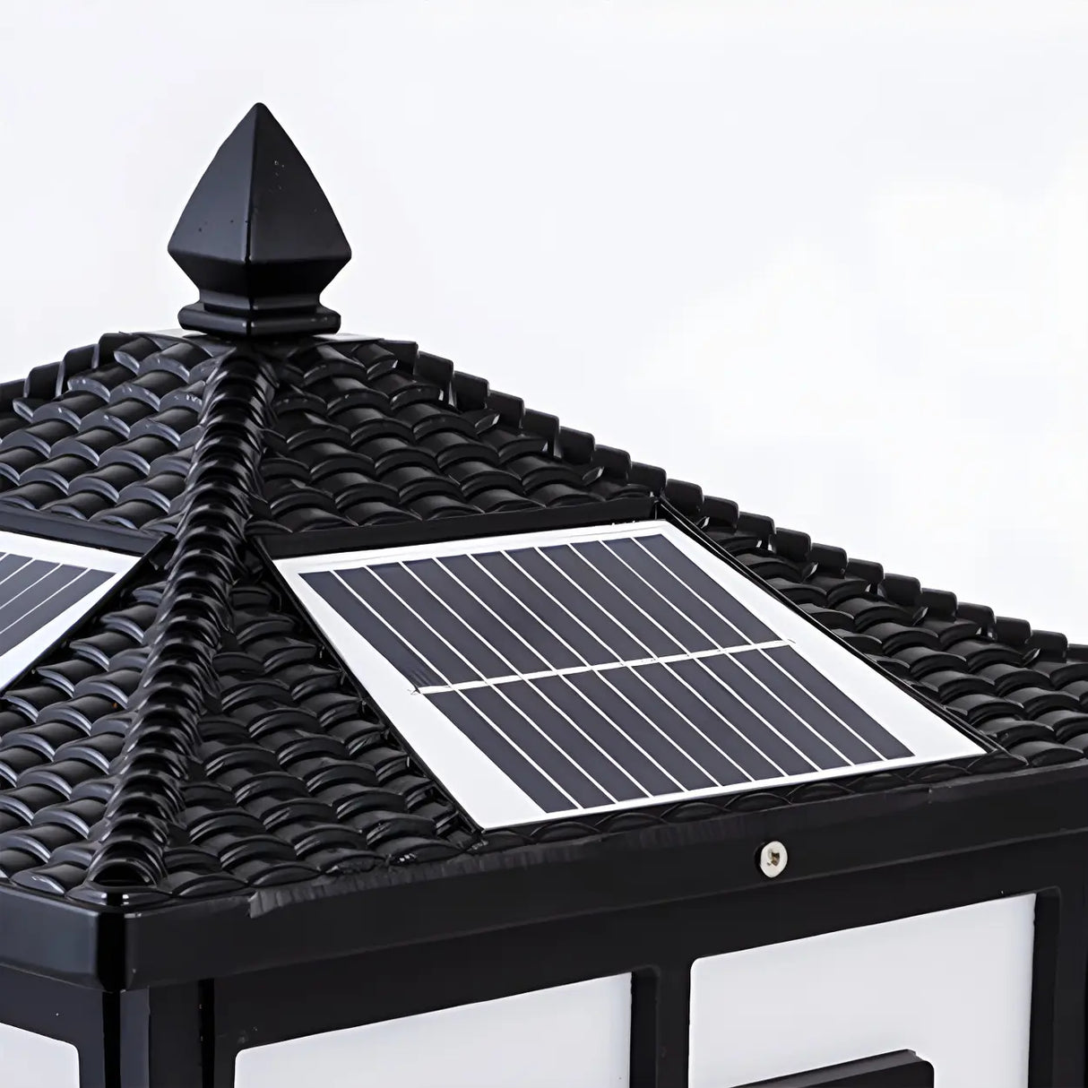 Chinese Pavilion Style Solar Outdoor Lantern Lamp Black Image - 8