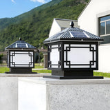 Chinese Solar Black Square Outdoor Post Table Lamp Image - 1