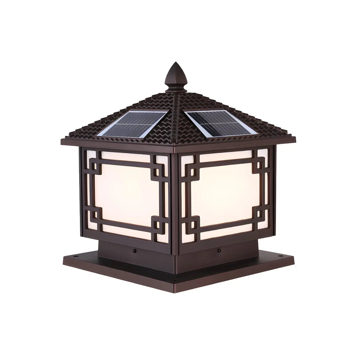 Chinese Solar Black Square Outdoor Post Table Lamp Image - 3