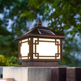 Chinese Solar Black Square Outdoor Post Table Lamp Image - 7