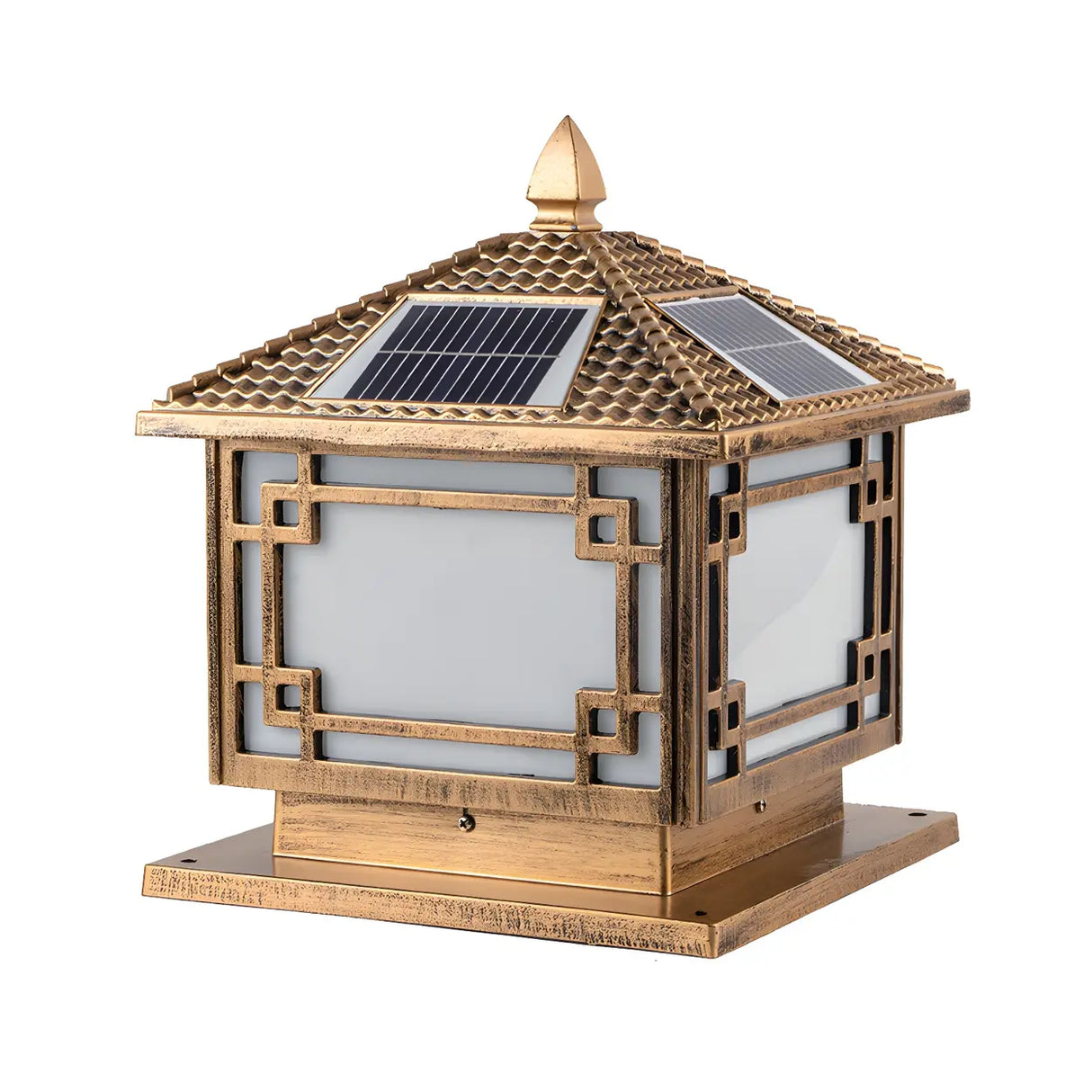 Chinese Solar Black Square Outdoor Post Table Lamp Image - 8