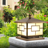 Chinese Style Bronze Finish Square Outdoor Lantern Lamp Image - 1