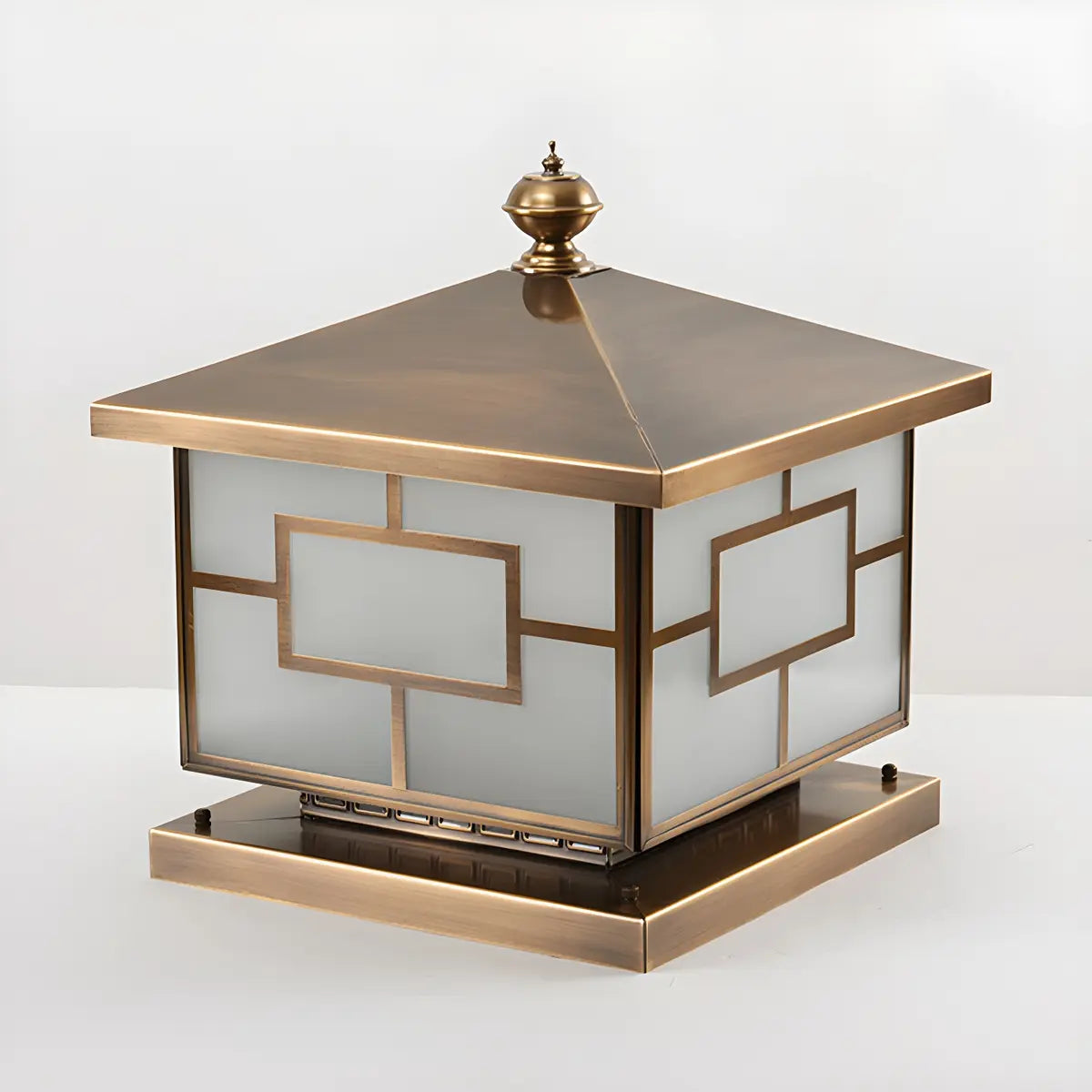 Chinese Style Bronze Finish Square Outdoor Lantern Lamp Image - 11