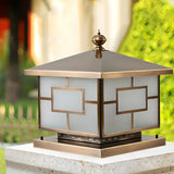 Chinese Style Bronze Finish Square Outdoor Lantern Lamp Image - 16