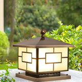 Chinese Style Bronze Finish Square Outdoor Lantern Lamp Image - 17