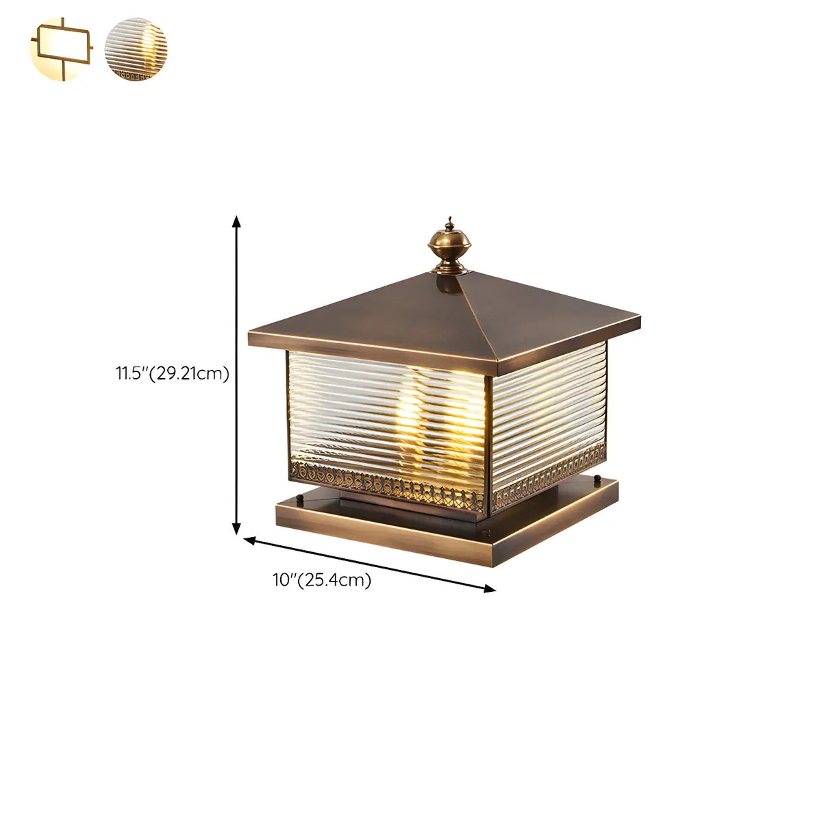 Chinese Style Bronze Finish Square Outdoor Lantern Lamp 