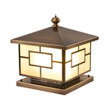 Chinese Style Bronze Finish Square Outdoor Lantern Lamp Image - 2