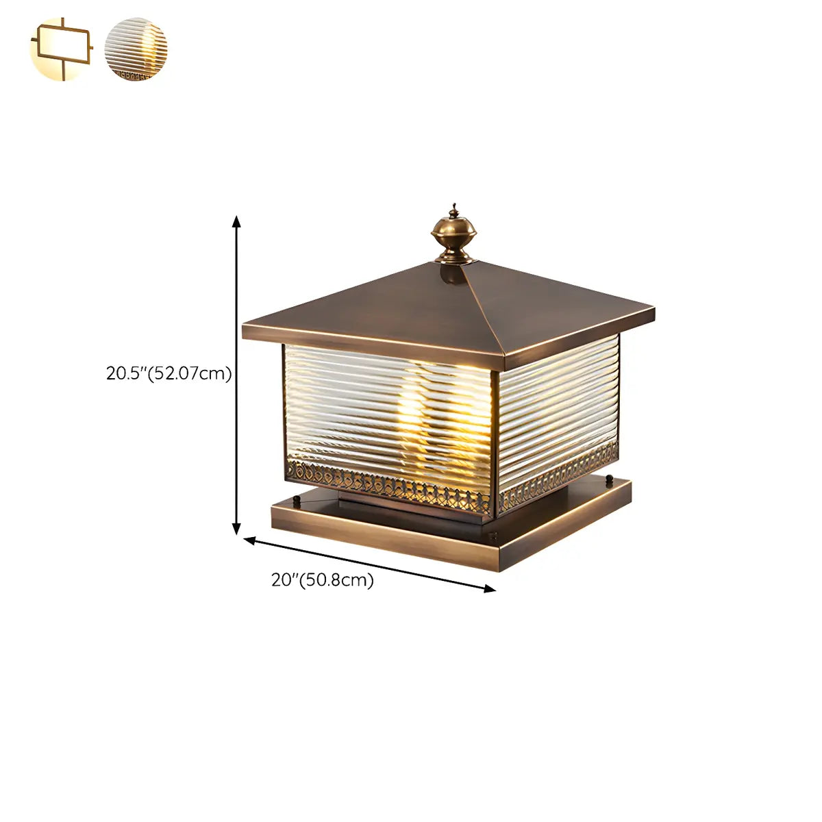 Chinese Style Bronze Finish Square Outdoor Lantern Lamp Image - 21