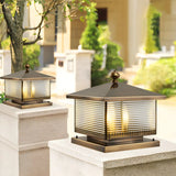 Chinese Style Bronze Finish Square Outdoor Lantern Lamp Image - 4