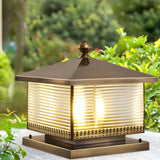 Chinese Style Bronze Finish Square Outdoor Lantern Lamp Image - 5