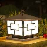 Chinese Style Bronze Finish Square Outdoor Lantern Lamp Image - 6