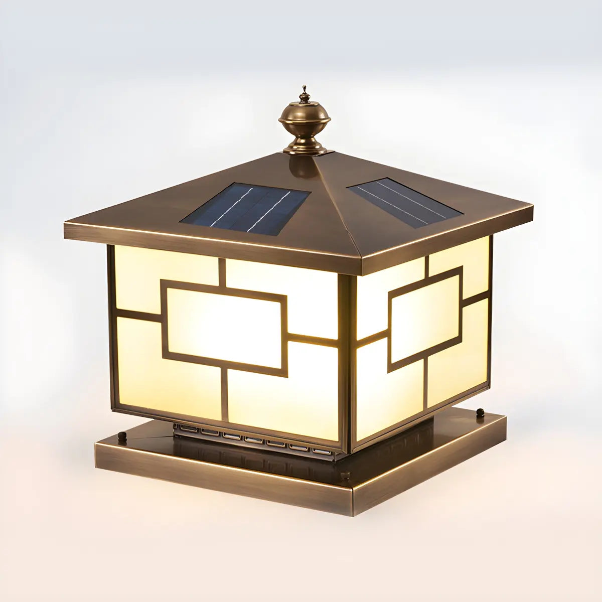 Chinese Style Bronze Finish Square Outdoor Lantern Lamp Image - 7