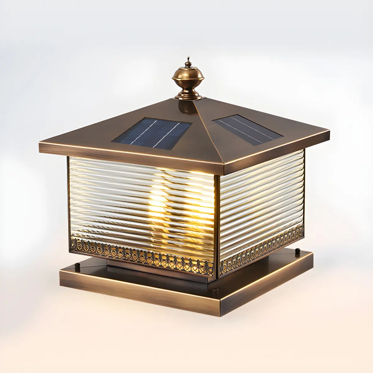 Chinese Style Bronze Finish Square Outdoor Lantern Lamp Image - 8