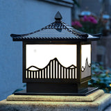 Chinese Style Metal Lantern Black Outdoor Lamp LED Image - 1