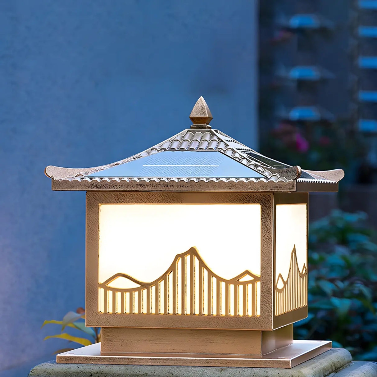 Chinese Style Metal Lantern Black Outdoor Lamp LED Image - 2