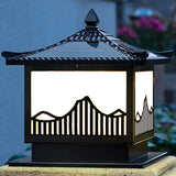 Chinese Style Metal Lantern Black Outdoor Lamp LED Image - 6