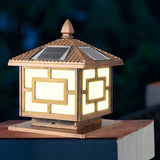 Chinese Style Solar Bronze Square Outdoor Table Lamp Image - 12