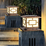 Chinese Style Solar Bronze Square Outdoor Table Lamp Image - 13