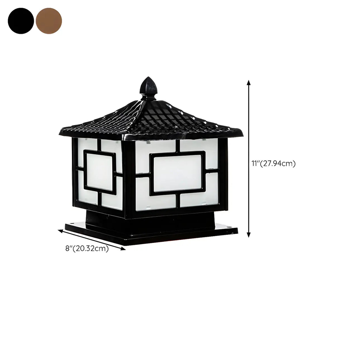 Chinese Style Solar Bronze Square Outdoor Table Lamp 