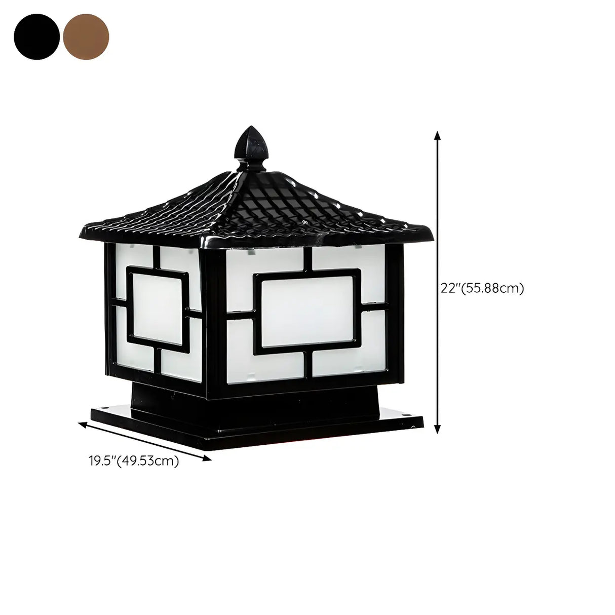 Chinese Style Solar Bronze Square Outdoor Table Lamp Image - 21