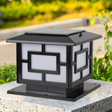 Chinese Style Solar Bronze Square Outdoor Table Lamp Image - 4