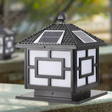 Chinese Style Solar Bronze Square Outdoor Table Lamp Image - 5